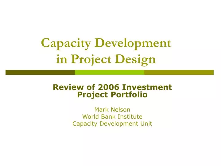 capacity development in project design