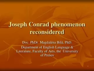 Joseph Conrad phenomenon reconsidered