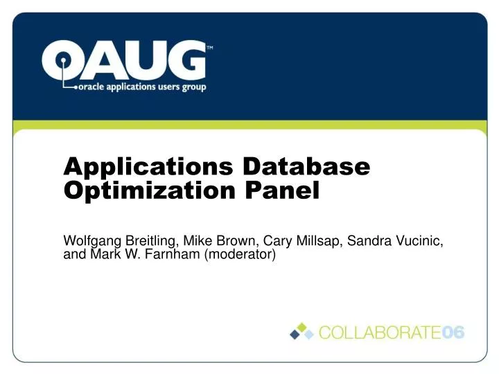 applications database optimization panel