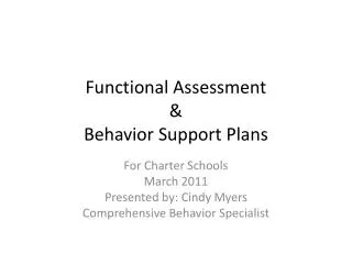 Functional Assessment &amp; Behavior Support Plans