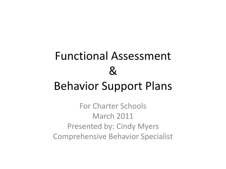 functional assessment behavior support plans