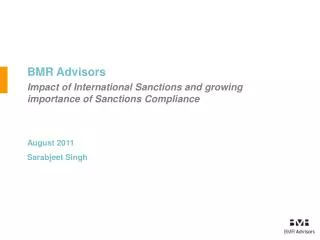 BMR Advisors Impact of International Sanctions and growing importance of Sanctions Compliance