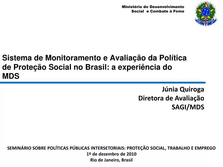sistema de monitoramento e avalia o da pol tica de prote o social no brasil a experi ncia do mds