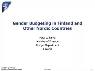Gender Budgeting in Finland and Other Nordic Countries