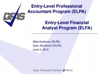 Entry-Level Professional Accountant Program (ELPA)
