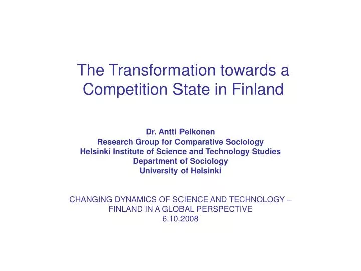 the transformation towards a competition state in finland