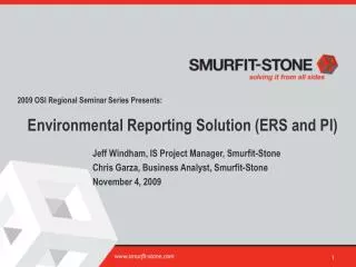 Environmental Reporting Solution (ERS and PI)