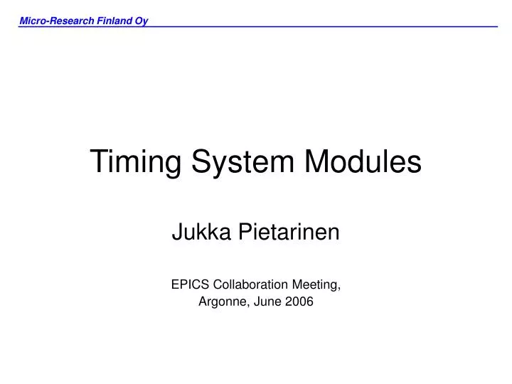 timing system modules