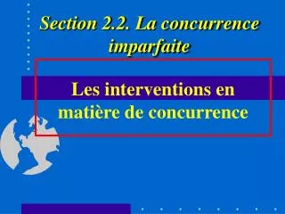 les interventions en mati re de concurrence