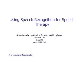 Using Speech Recognition for Speech Therapy