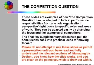 THE COMPETITION QUESTION