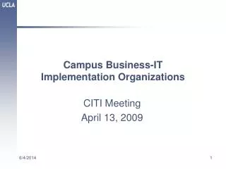 Campus Business-IT Implementation Organizations