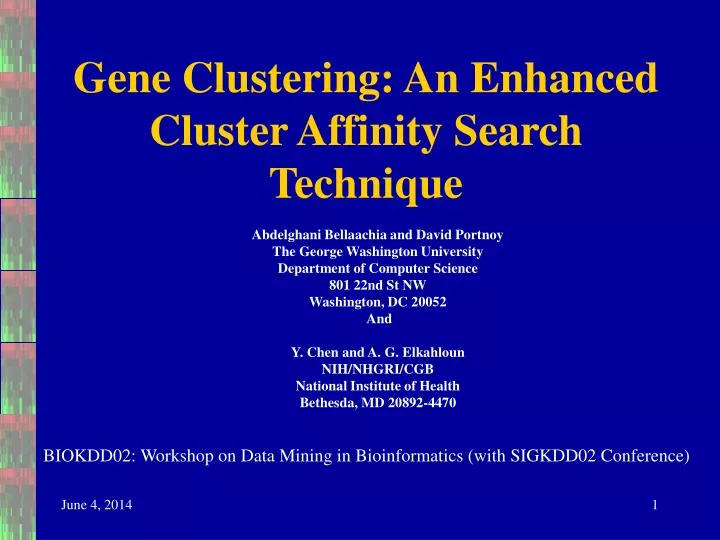 gene clustering an enhanced cluster affinity search technique