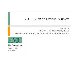 2011 Visitor Profile Survey