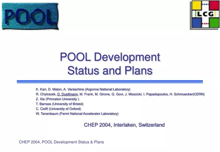 pool development status and plans