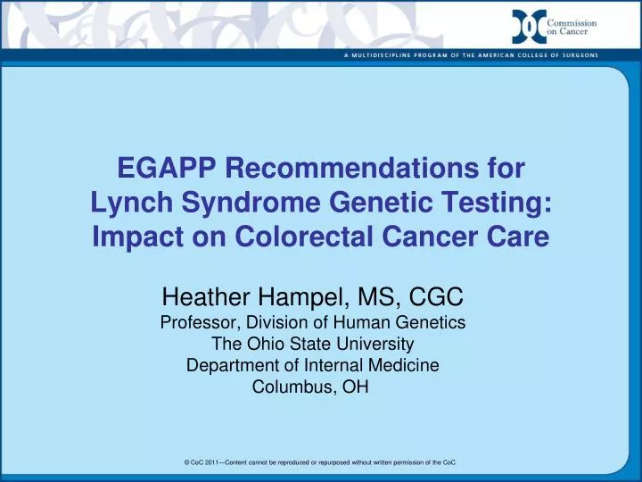 egapp recommendations for lynch syndrome genetic testing impact on colorectal cancer care
