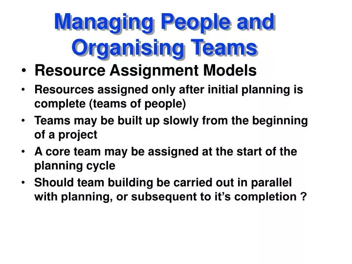 managing people and organising teams