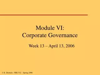 Module VI: Corporate Governance