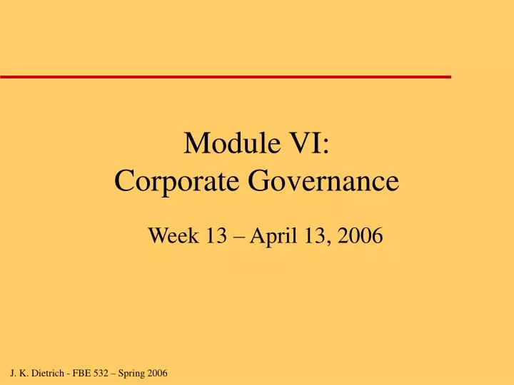 module vi corporate governance