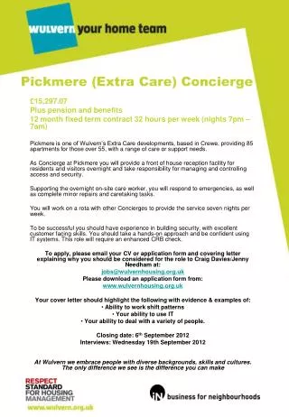 Pickmere (Extra Care) Concierge