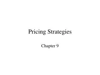 Pricing Strategies