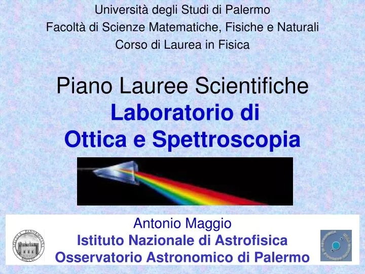 piano lauree scientifiche laboratorio di ottica e spettroscopia