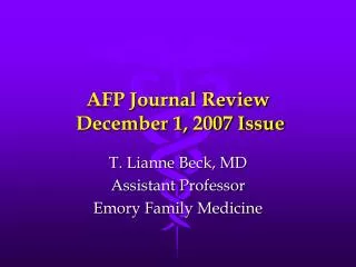 AFP Journal Review December 1, 2007 Issue