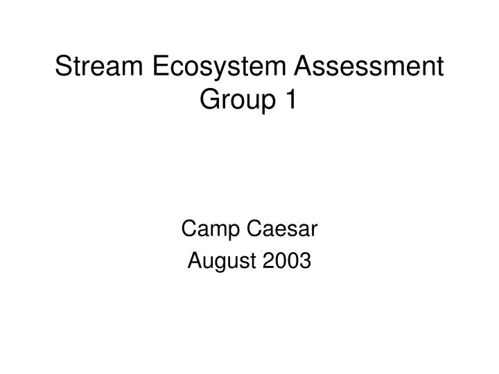 stream ecosystem assessment group 1