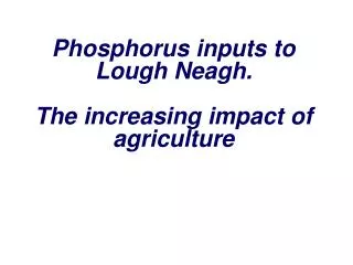 Phosphorus inputs to Lough Neagh. The increasing impact of agriculture