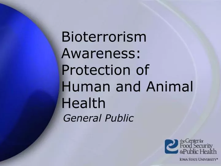 bioterrorism awareness protection of human and animal health
