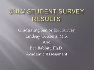 UNLV Student Survey Results
