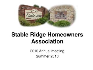 Stable Ridge Homeowners Association