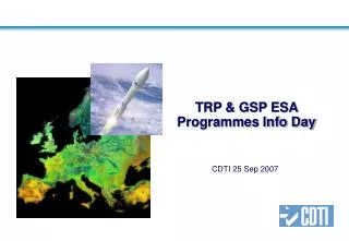 TRP &amp; GSP ESA Programmes Info Day