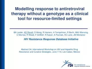 Modelling response to antiretroviral therapy without a genotype as a clinical tool for resource-limited settings