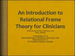 An Introduction to Relational Frame Theory for Clinicians