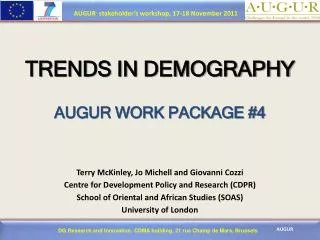 TRENDS IN DEMOGRAPHY AUGUR WORK PACKAGE #4