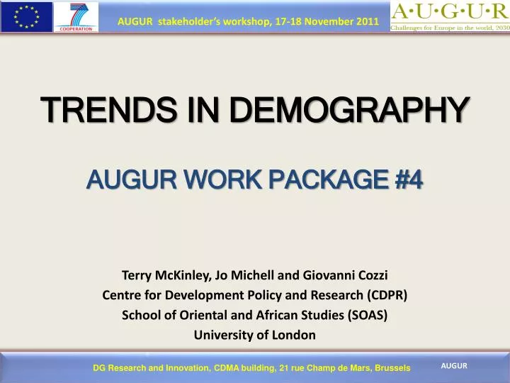 trends in demography augur work package 4