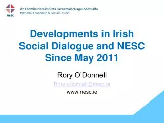 Developments in Irish Social Dialogue and NESC Since May 2011