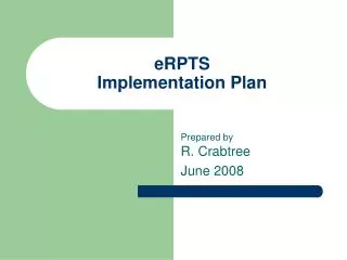 eRPTS Implementation Plan