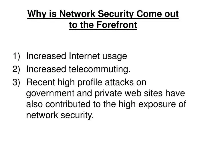 why is network security come out to the forefront
