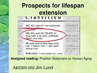 Prospects for lifespan extension
