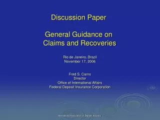 Discussion Paper General Guidance on Claims and Recoveries