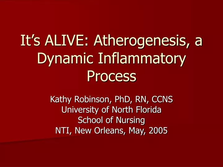 it s alive atherogenesis a dynamic inflammatory process
