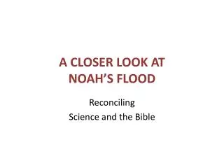 A CLOSER LOOK AT NOAH’S FLOOD