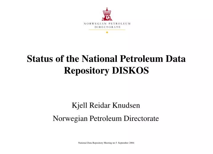 status of the national petroleum data repository diskos
