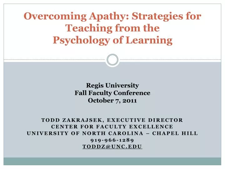 overcoming apathy strategies for teaching from the psychology of learning