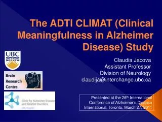 The ADTI CLIMAT ( Clinical Meaningfulness in Alzheimer Disease ) Study