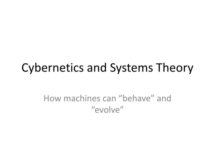 cybernetics and systems theory