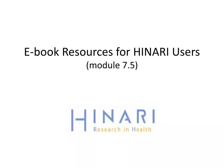 e book resources for hinari users module 7 5