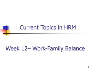 Current Topics in HRM